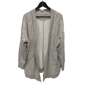 Zella‎ Women's Gray Heathered Open Front Long Sleeve Cardigan Sweater Large